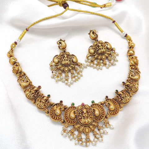 Antique Lakshmi Peacock Pearl Jewelry Set by Joyrias
