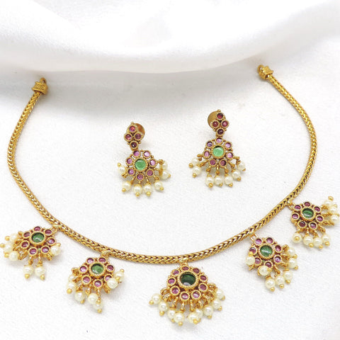 Graceful Floral Green Pearl Jewelry Set by Joyrias