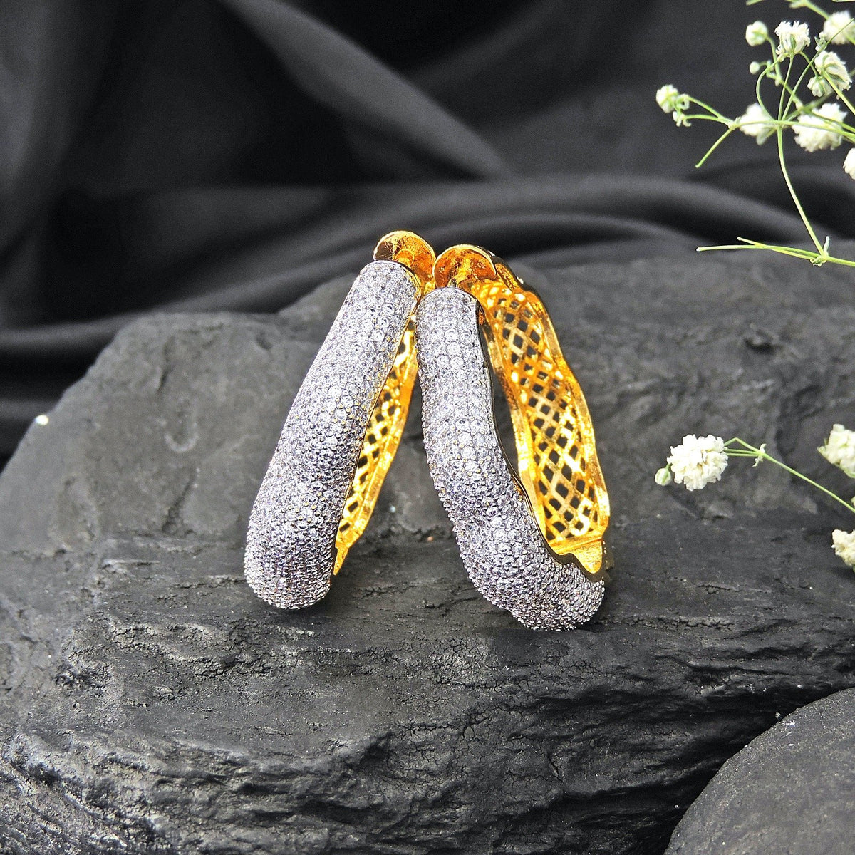 AD hoop earrings – Indian American diamond hoop earrings for women USA – Joyrias