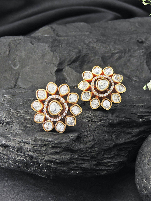 Moissanite Kundan stud earrings – Indian premium Moissanite stud earrings USA – Joyrias