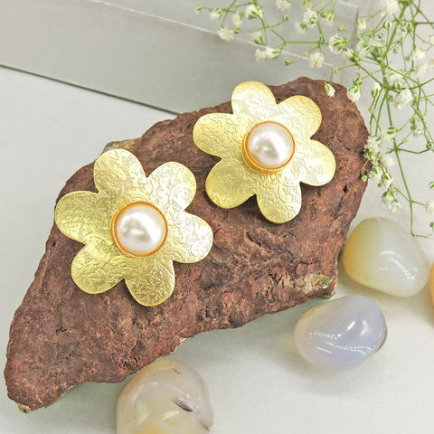 Star earrings with pearl drops – Indian celestial star earrings for women USA – Joyrias