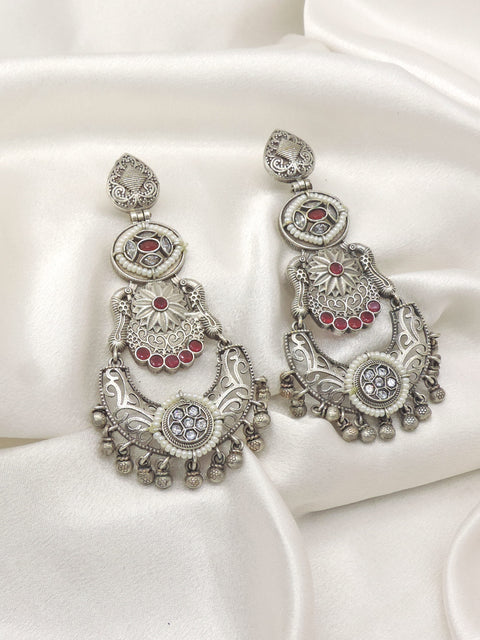 Blue Oxidised Chandbali Earrings