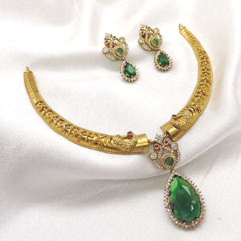 Royal Emerald Peacock CZ Jewelry Set by Joyrias