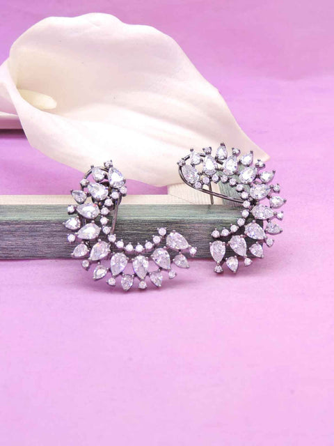 CZ earrings with Victorian finish – Indian Victorian style cubic zirconia earrings USA – Joyrias
