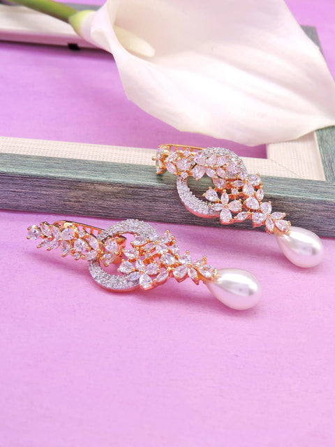Golden AD Pearl Drop Earrings