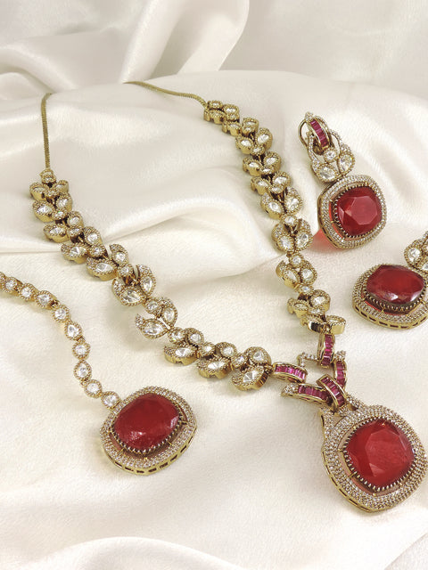 Emerald Kundan AD Necklace Set