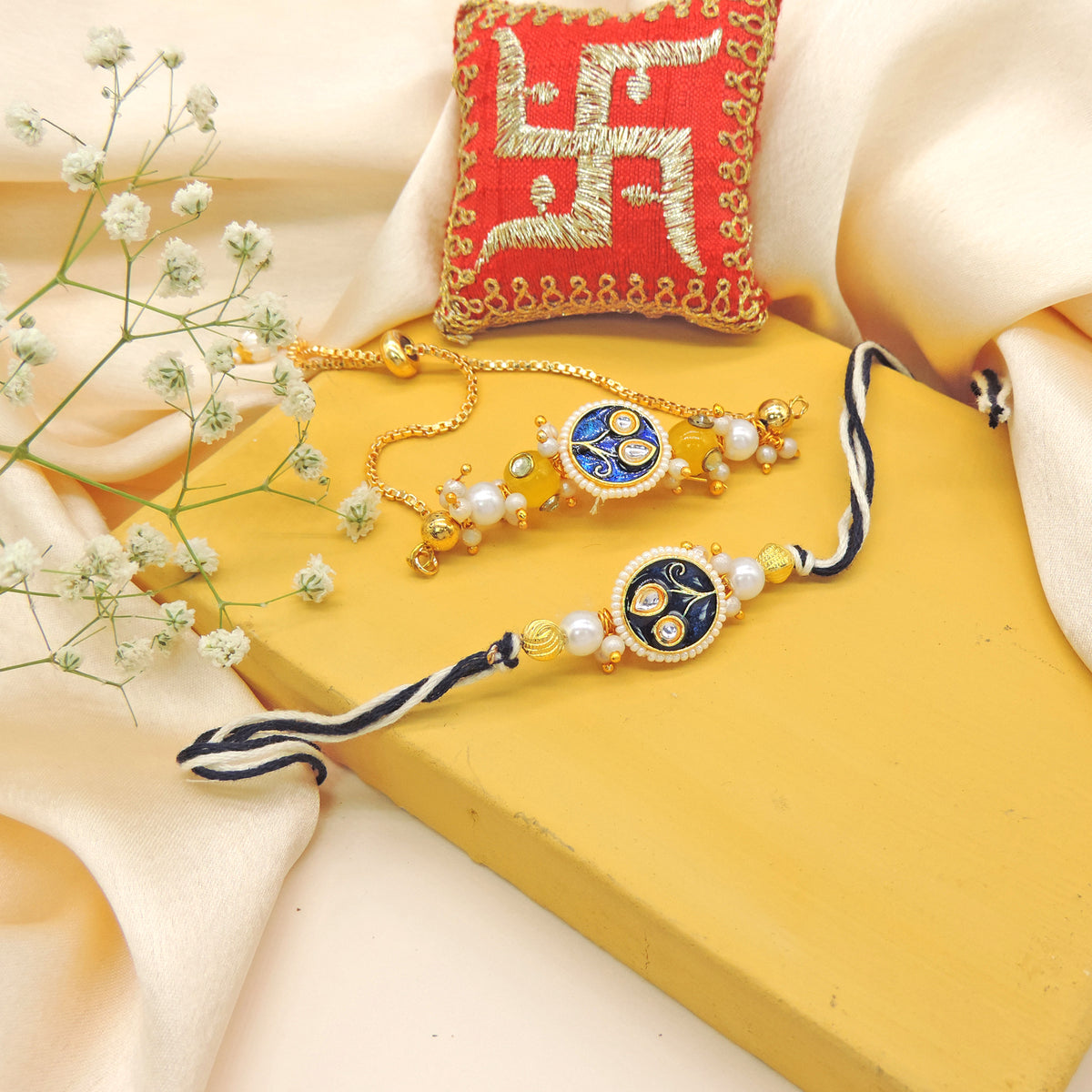 Green Peacock Bhaiya Bhabhi Rakhi Set