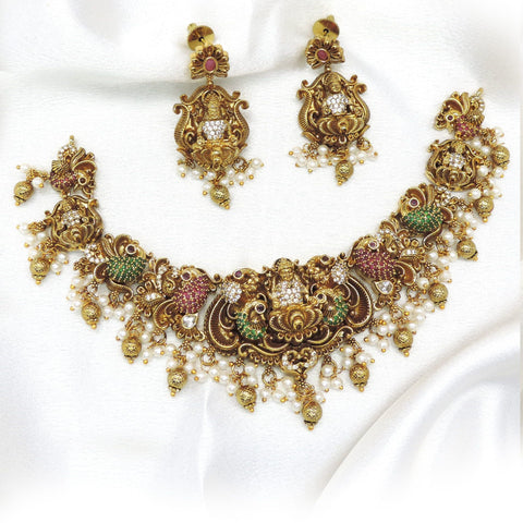 Temple peacock pearl necklace set by Joyrias