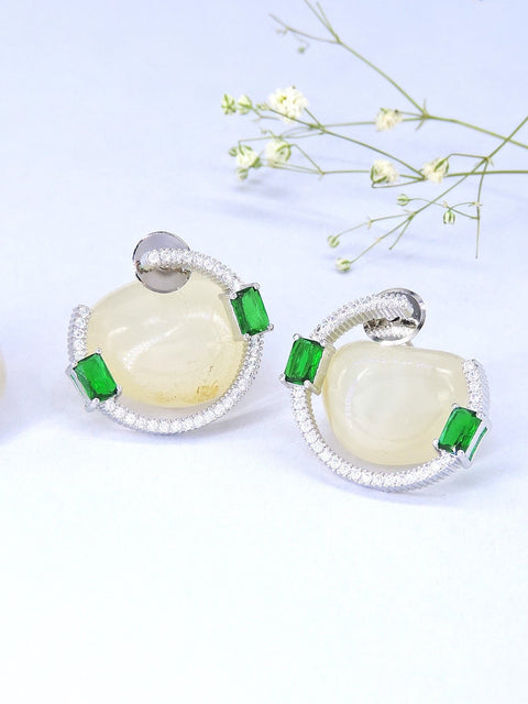 Emerald radiance halo stud earrings – Indian emerald CZ stud earrings USA – Joyrias