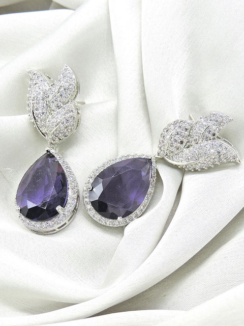 AD earrings in purple – Indian American diamond purple earrings for festive wear USA – Joyrias