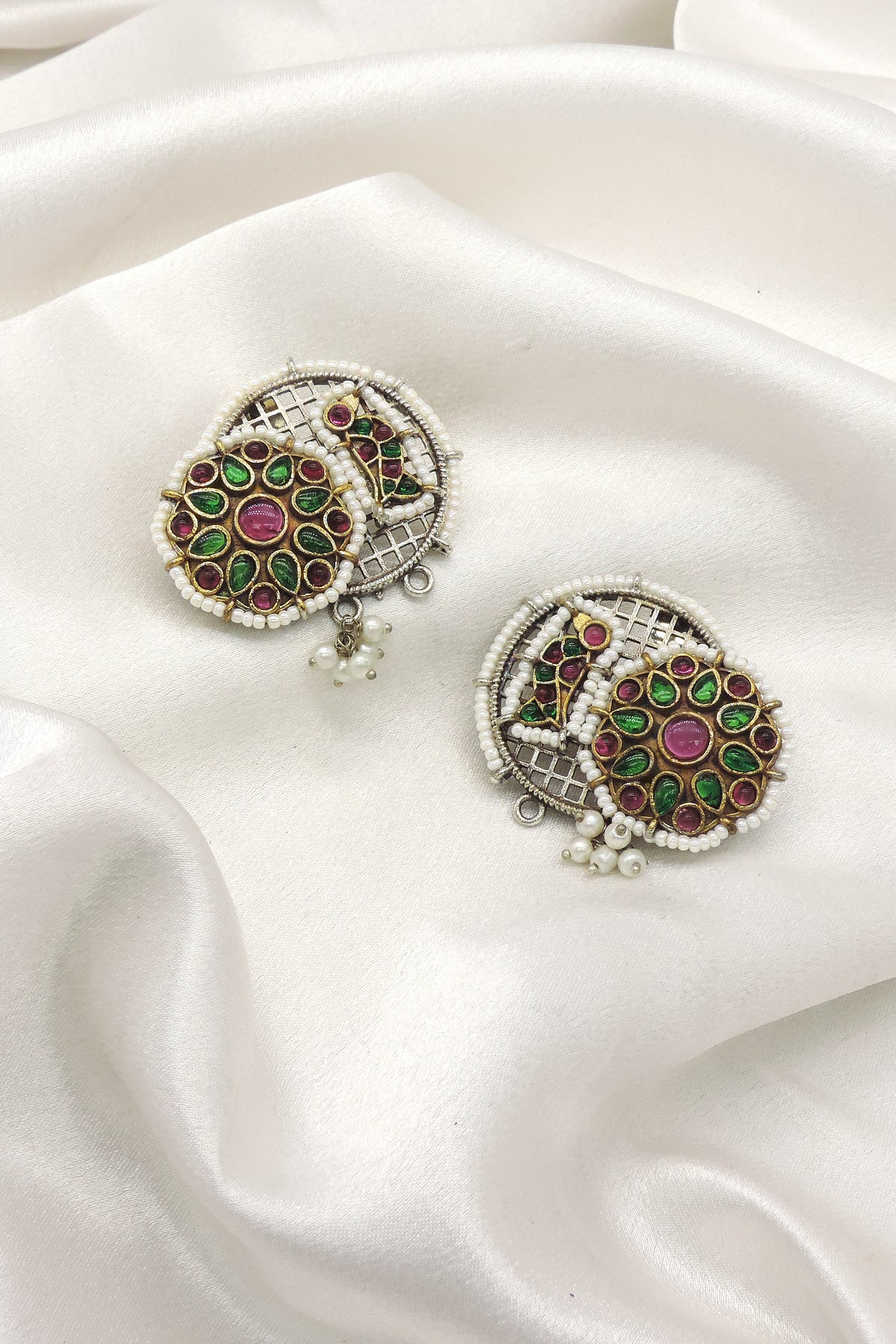 Peacock Dual Tone Stud Earrings