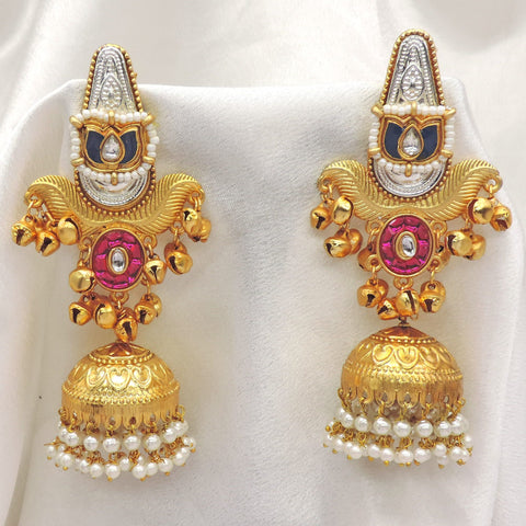 Ruby Traditional Jhumka Earrings by Joyrias