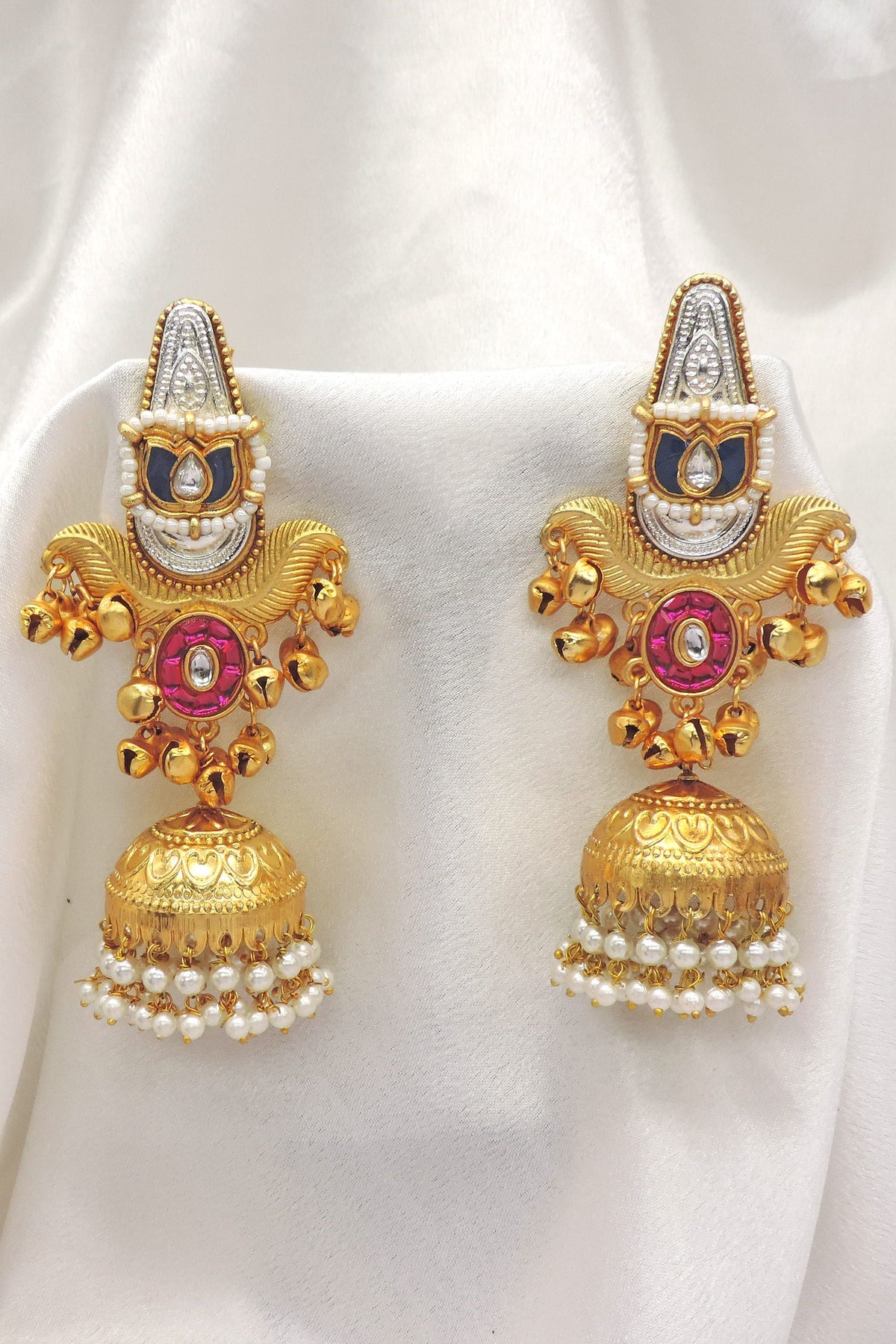 Ruby Traditional Jhumka Earrings by Joyrias