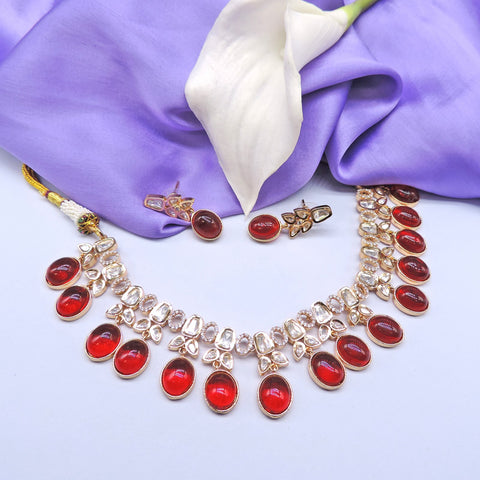 Kundan with red stones Necklace set Image 0