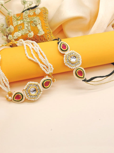 Ruby Pearl Bhaiya Bhabhi Rakhi Set by Joyrias