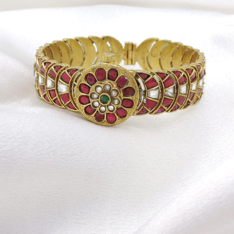 Floral Red Stone Bangle by Joyrias