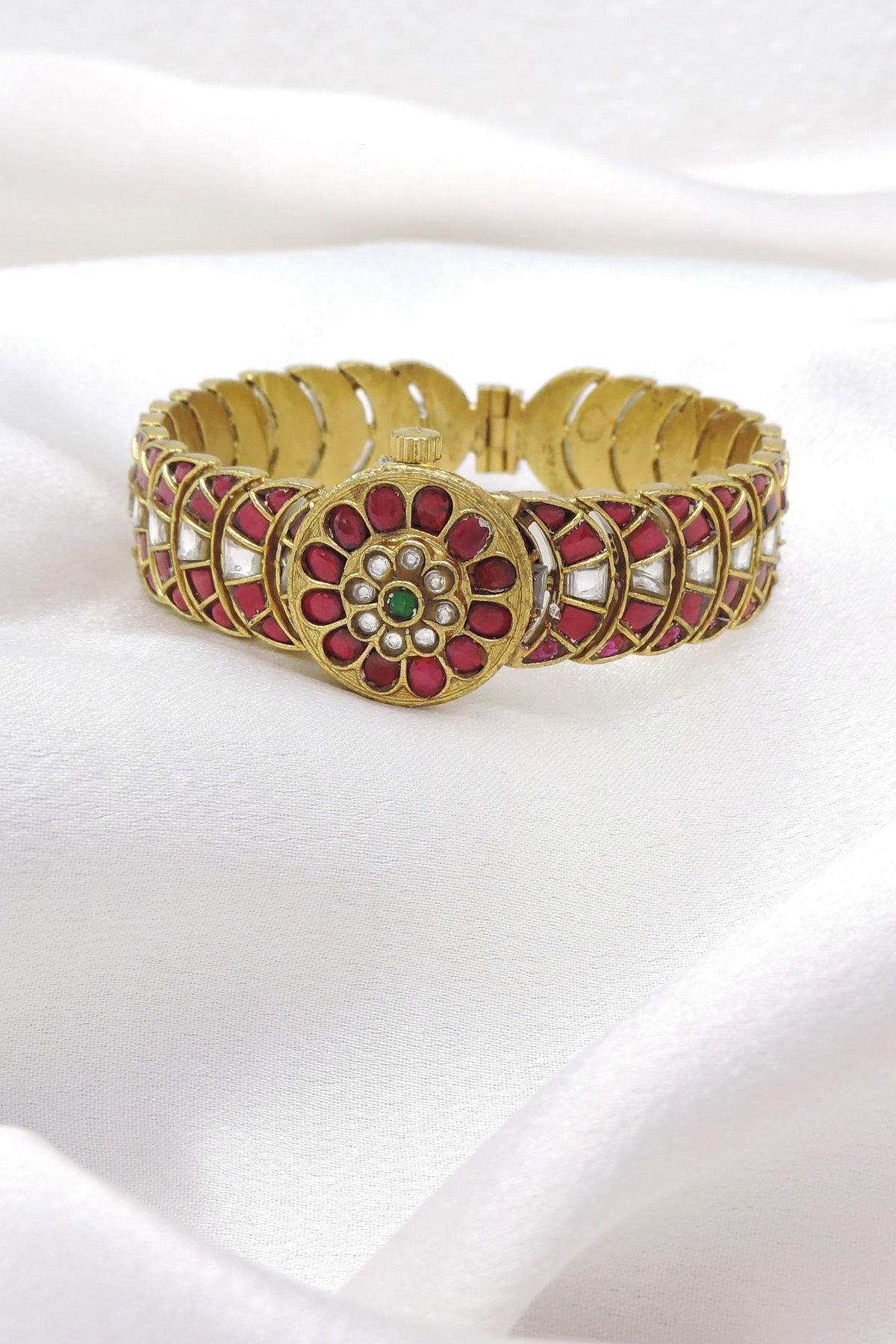 Floral Red Stone Bangle by Joyrias