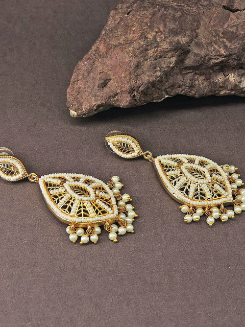 Traditional style pearl earrings – Indian pearl dangler earrings for weddings USA – Joyrias