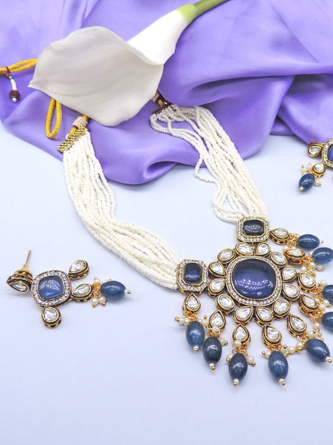 Blue Monalisa stone Necklace set Image 0