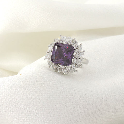Violet halo cocktail ring by Joyrias