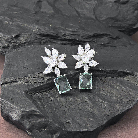 CZ earrings in mint green – Indian cubic zirconia mint green earrings USA – Joyrias