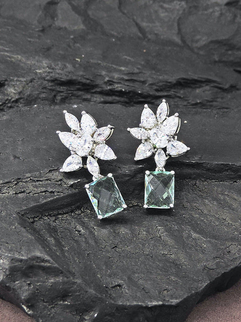CZ earrings in mint green – Indian cubic zirconia mint green earrings USA – Joyrias