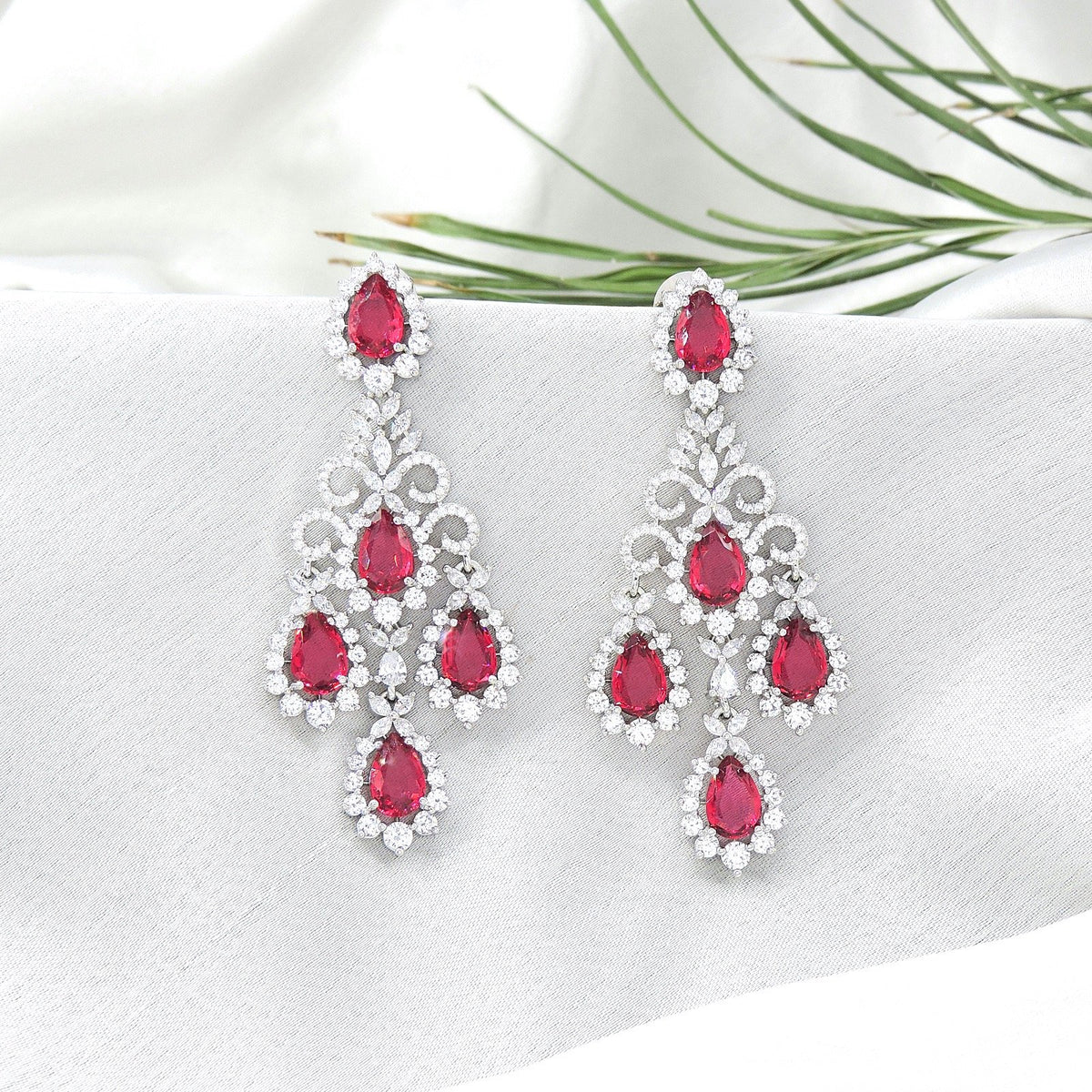 CZ earrings – Indian cubic zirconia earrings for ethnic wear USA – Joyrias