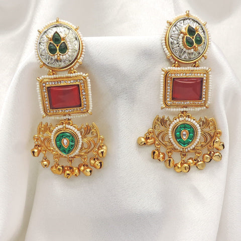 Ruby Green Temple Drop Earrings by Joyrias