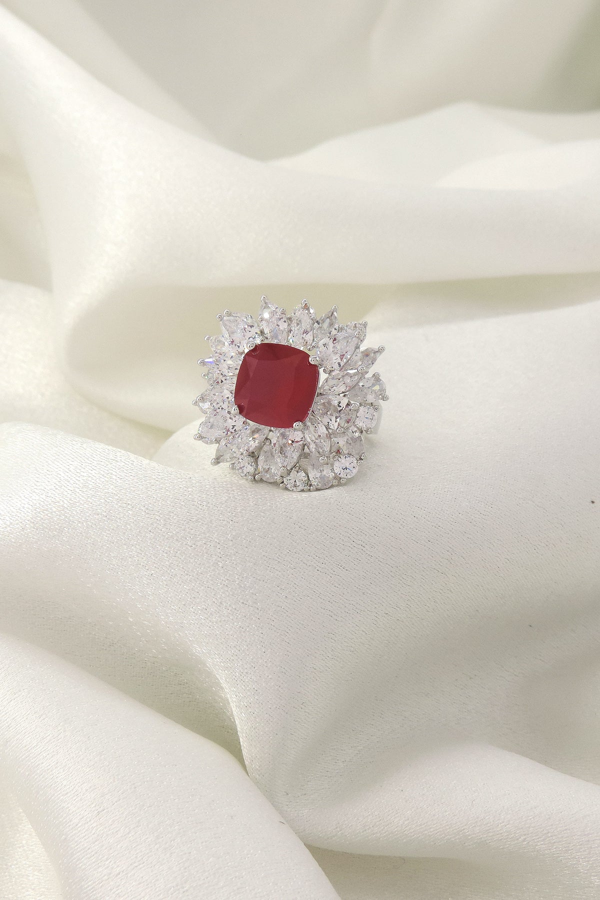 Ruby Bloom Cocktail Ring by Joyrias