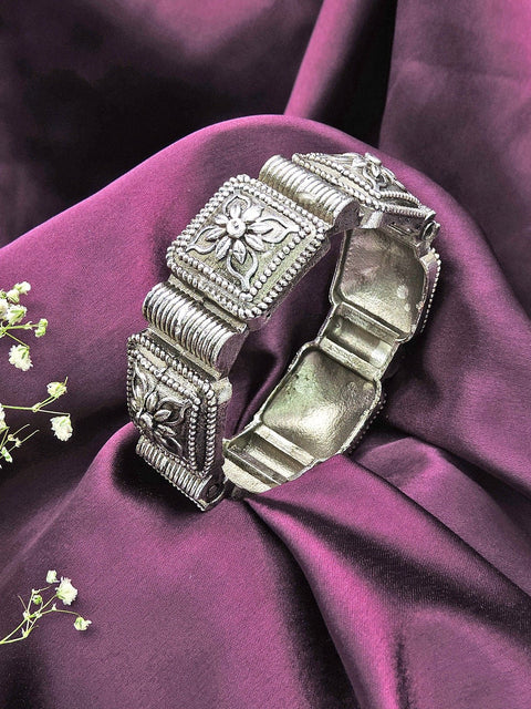 Oxidized silver kada bracelet – Indian oxidized bangle for festive and daily wear – Joyrias