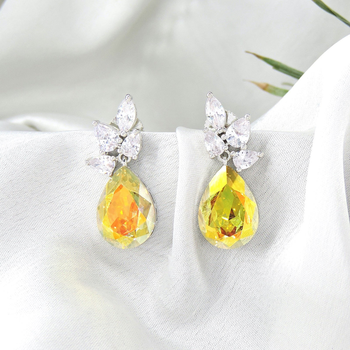 CZ earrings with doublet stone – Indian cubic zirconia earrings for festive wear USA – Joyrias