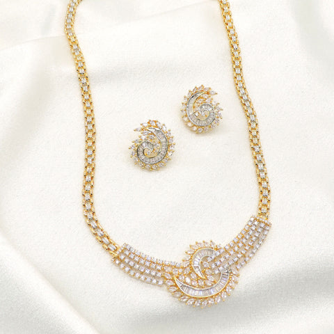 Luxury AD Necklace Set with Spiral Design Earrings