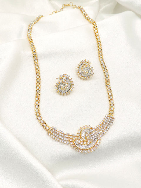 Luxury AD Necklace Set with Spiral Design Earrings