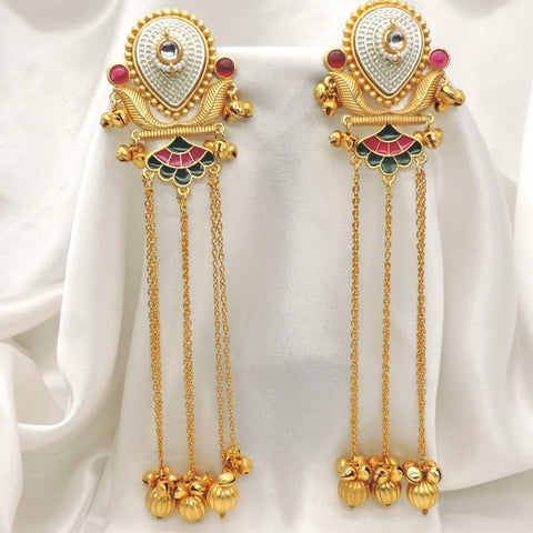 Traditional Ghungroo Chain Drop Earrings by Joyrias