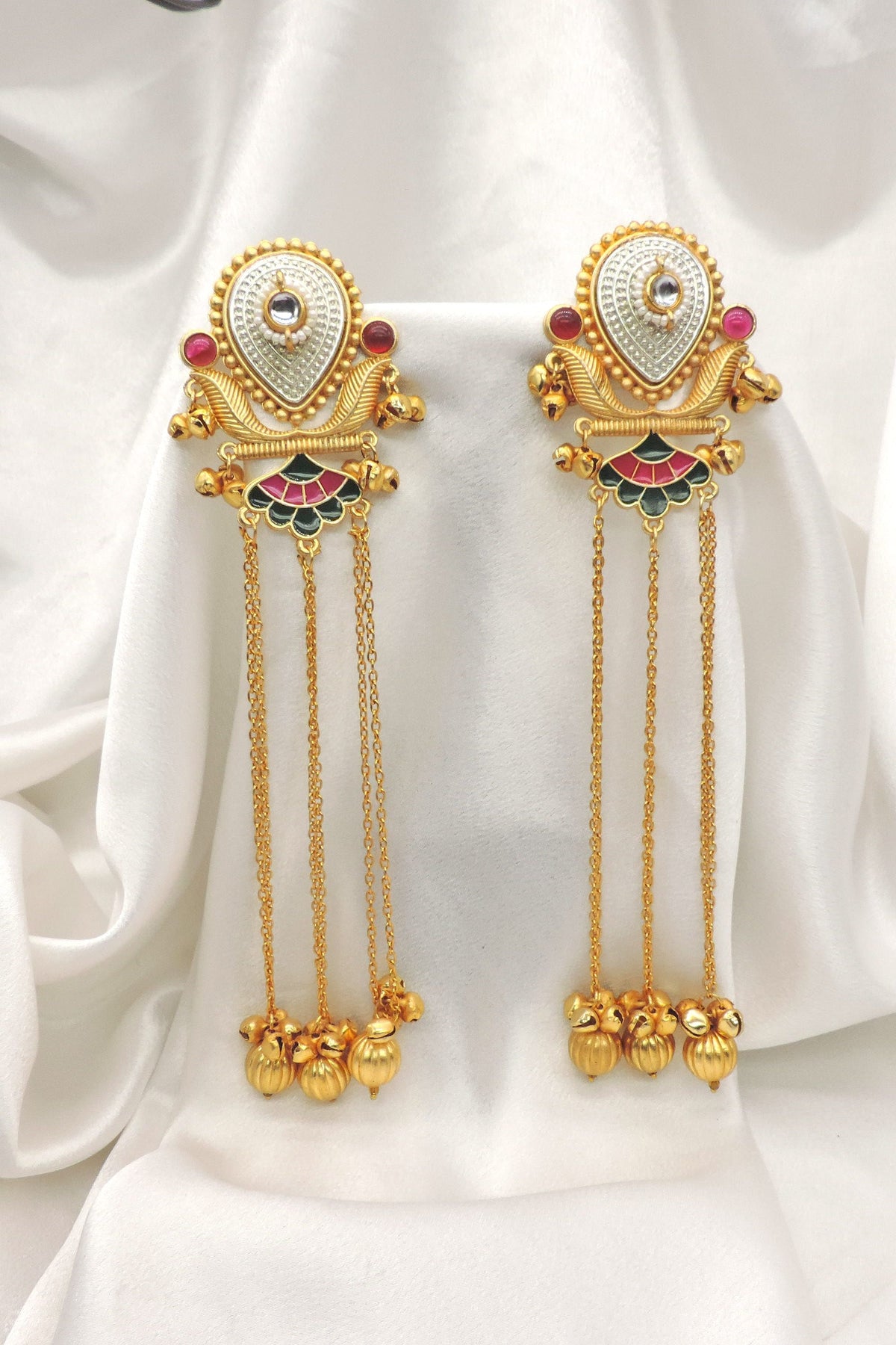 Traditional Ghungroo Chain Drop Earrings by Joyrias