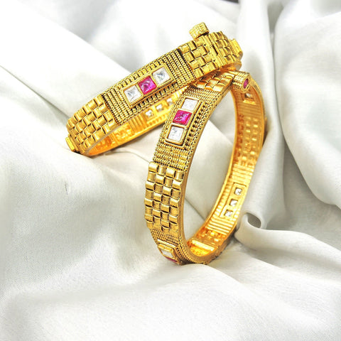 Kundan with Ruby Bangles Image 0