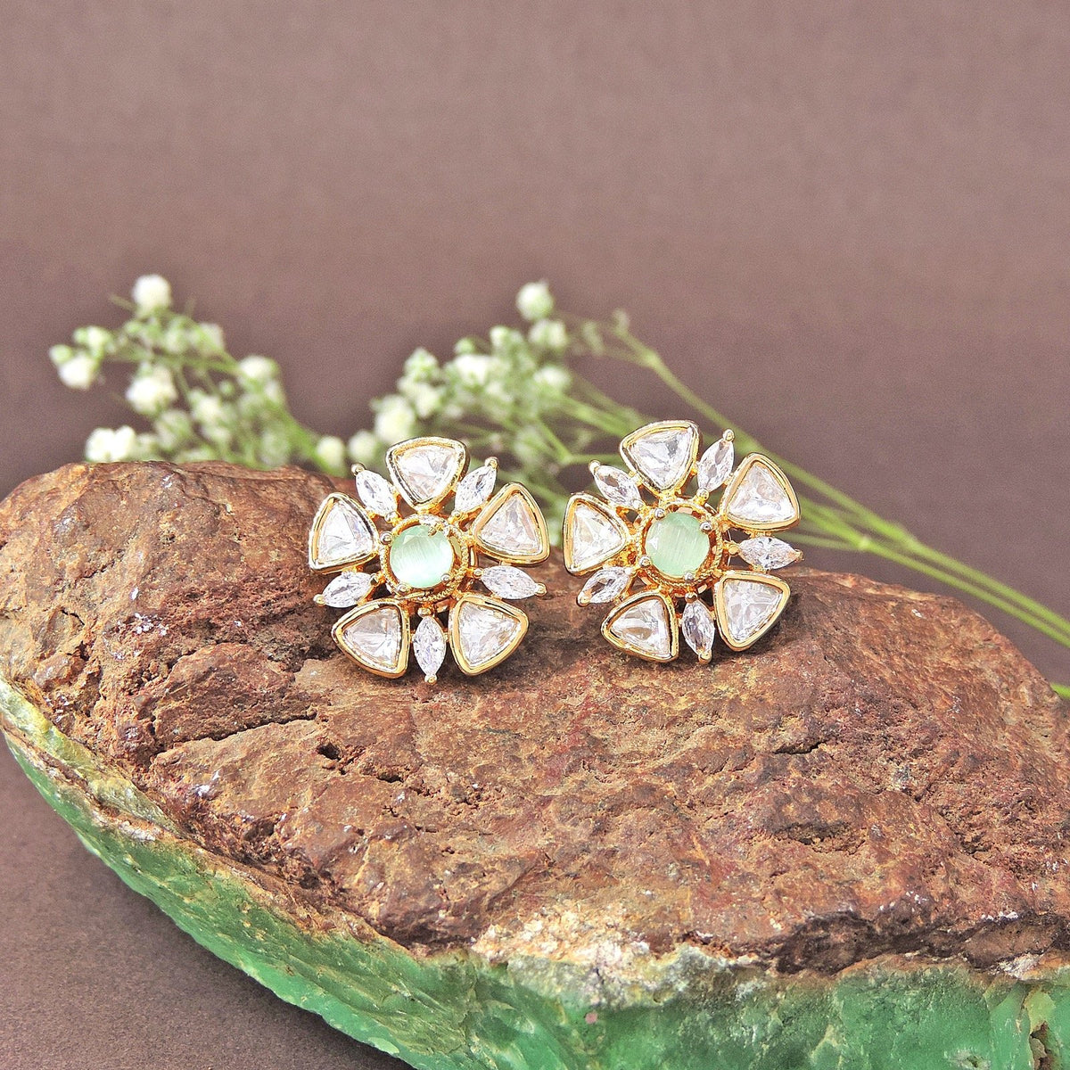Kundan stud earrings – Indian Kundan stud earrings for weddings USA – Joyrias