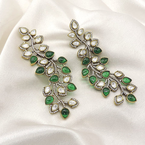 Green Leaf AD Vine Earrings by Joyrias