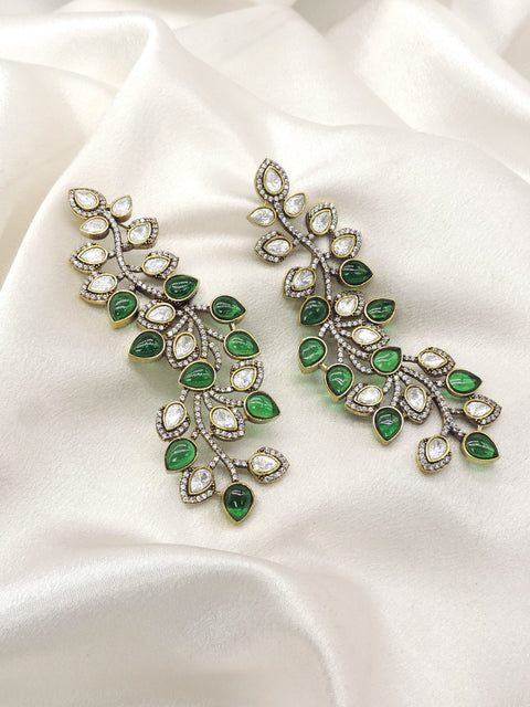 Green Leaf AD Vine Earrings by Joyrias
