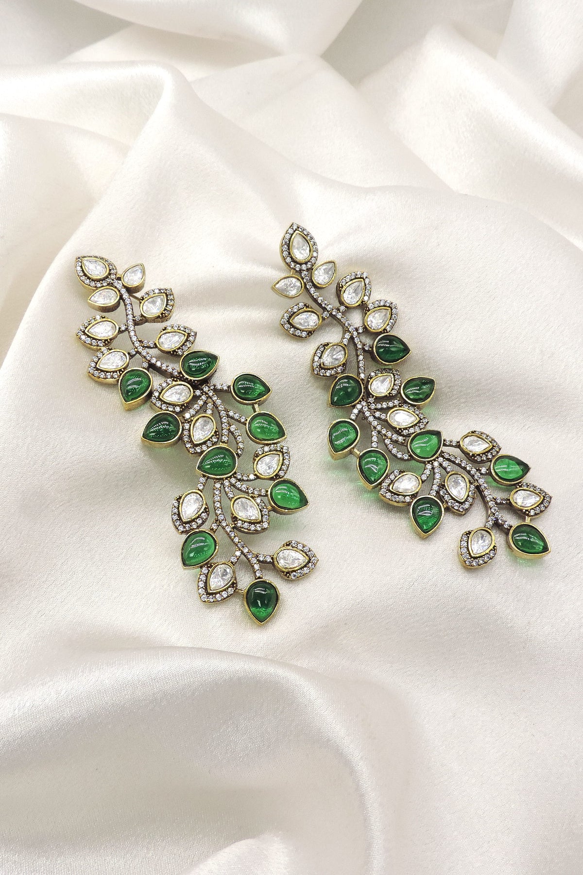Green Leaf AD Vine Earrings by Joyrias