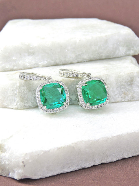 CZ earrings in sage green – Indian cubic zirconia sage green earrings USA – Joyrias