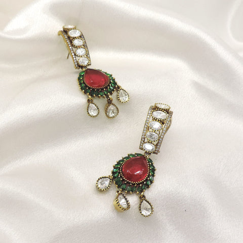Ruby Green AD Drop Earrings by Joyrias