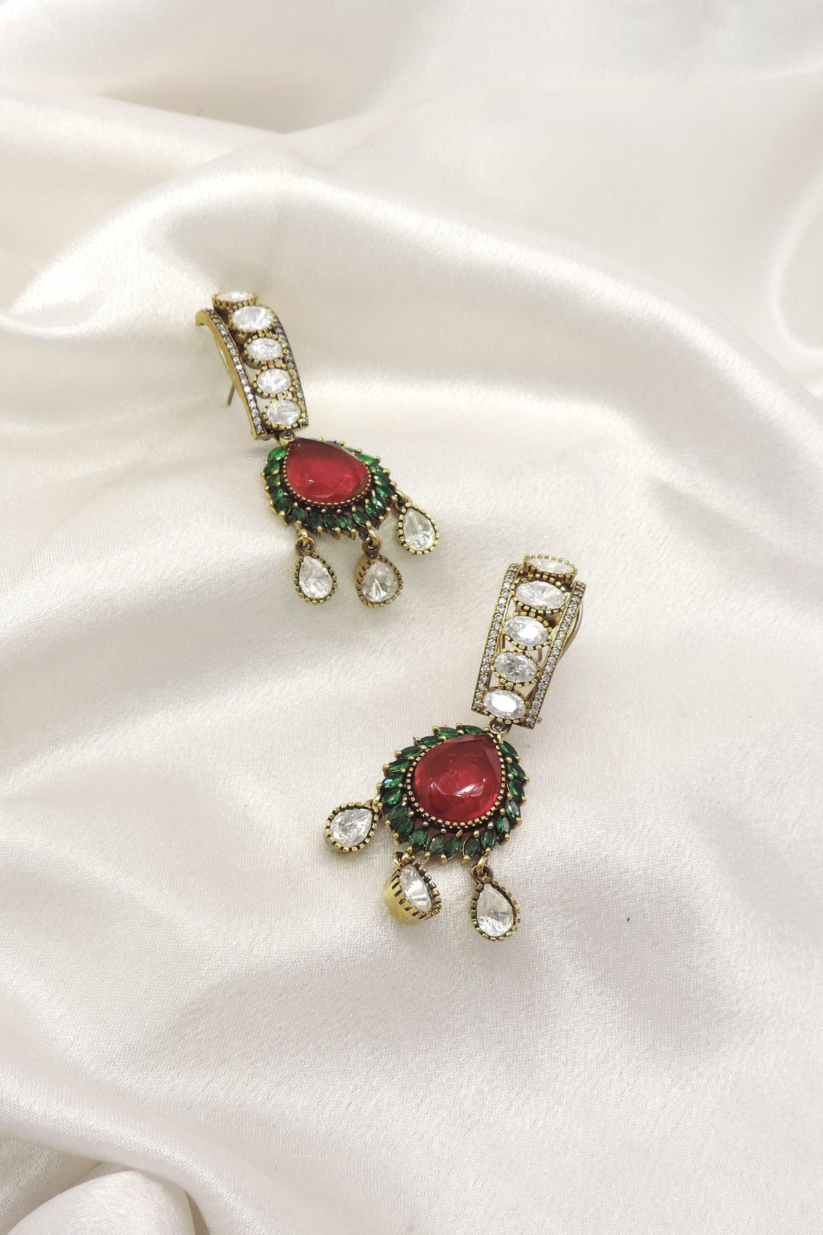 Ruby Green AD Drop Earrings by Joyrias