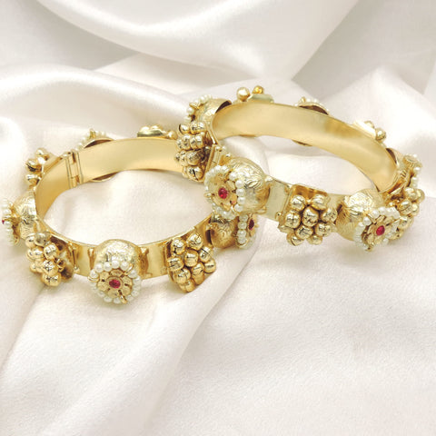 Traditional Pearl Ghungroo Kada Bangles by Joyrias