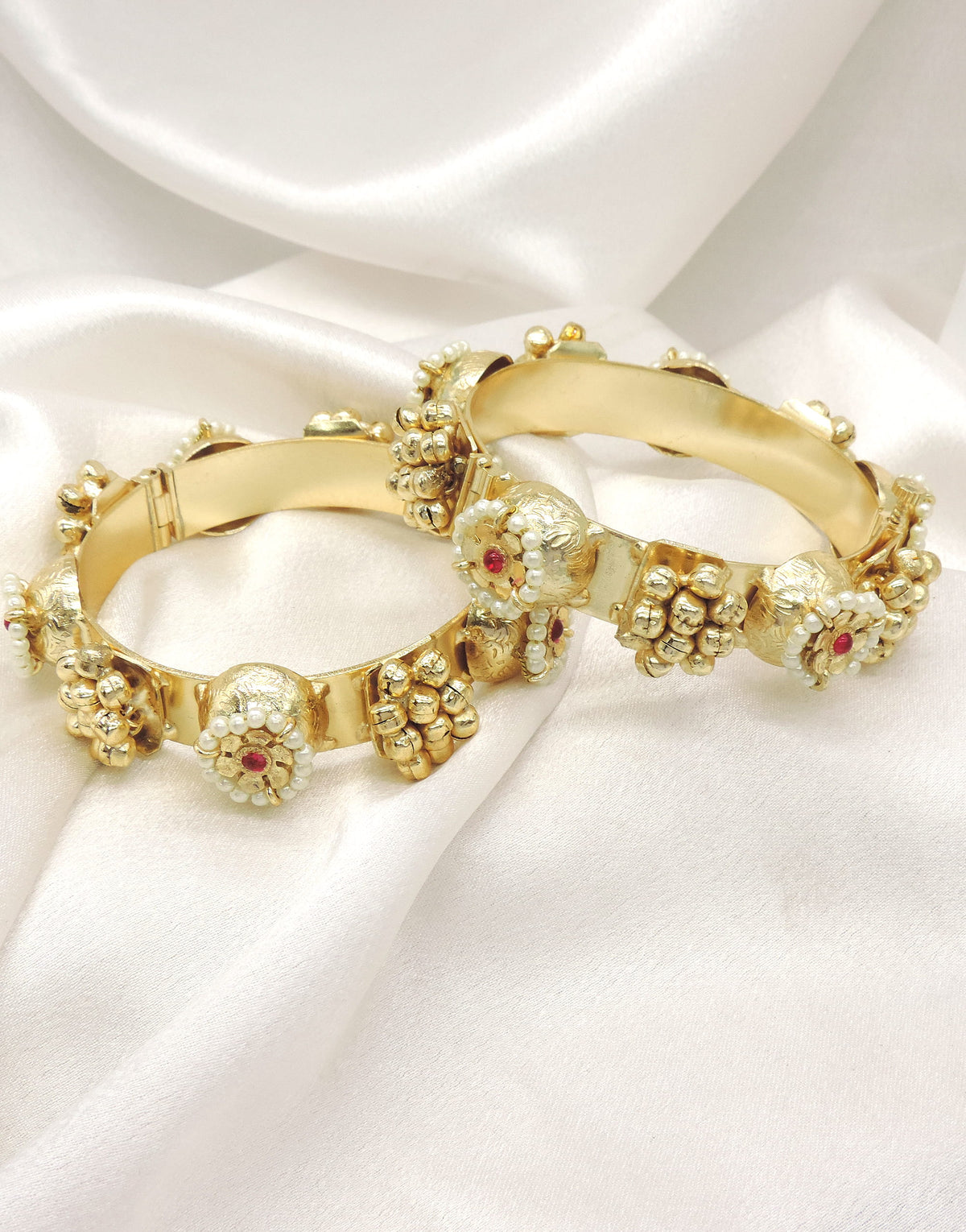 Traditional Pearl Ghungroo Kada Bangles by Joyrias