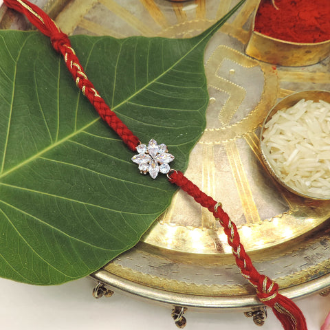 Floral Zircon Bhaiya Rakhi