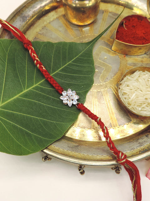 Floral Zircon Bhaiya Rakhi