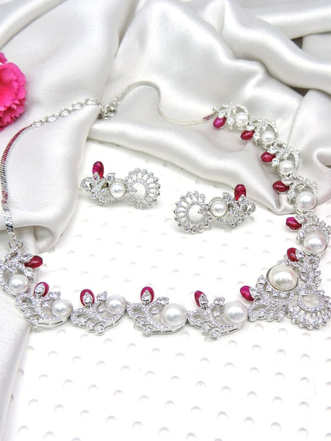 Regal pearl ruby radiance necklace set – Indian bridal necklace for weddings USA – Joyrias