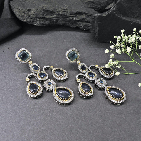 Statement earrings with blue doublet – Indian bold blue statement earrings USA – Joyrias