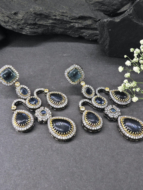 Statement earrings with blue doublet – Indian bold blue statement earrings USA – Joyrias